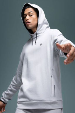 DeFactoFit Standart Fit Kapusonlu Bask?l? Cepli Sweatshirt