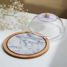 Блюдо с крышкой Дорого внимание Белый мрамор, 15 см, пластик  фото 2