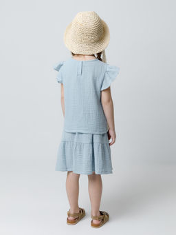 Юбка для девочки Crockid ТК 70046 из хлопка нежно-голубой фото 3