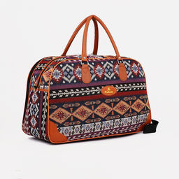 Сумка дорожная, 2 отдела на молниях, длинный ремень, цвет рыжий/разноцветный