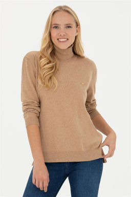 Женский базовый свитер светло-коричневого меланжевого цвета Неожиданная скидка в корзине - U.s. polo assn фото 3