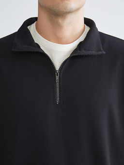 Fermuarl? Dik Yaka Uzun Kollu Erkek Sweatshirt