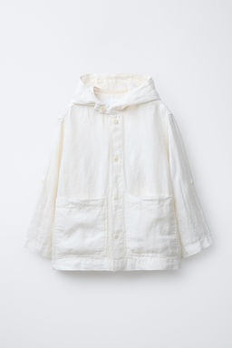 SOBRECAMISA CAPUCHA 100% LINO / Blanco