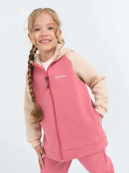 Толстовка Колор блок Пепельная роза утепленная