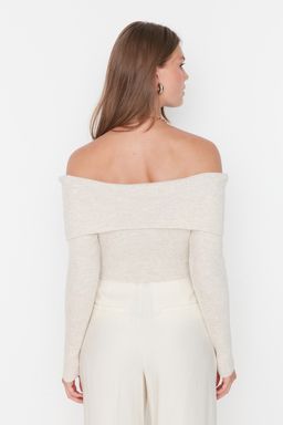 Tas Super Crop Carmen Yaka Triko Kazak TWOAW22KZ1897 - Trendyolmilla фото 5