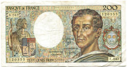 Банкнота 200 франков 1986 года Франция