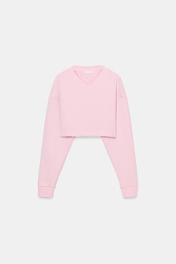 SUDADERA CROP CUELLO PICO / Rosa palo - Zara фото 4
