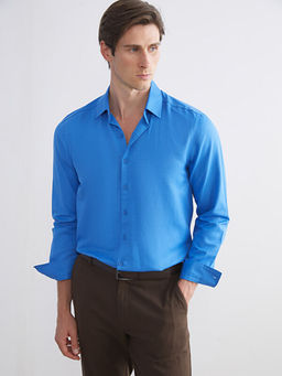 ?nden D??me Kapamal? D?z Uzun Kollu Erkek G?mlek