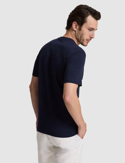 Lacivert Slim Fit Pamuk Kar___ml_ Bisiklet Yaka Basic T-shirt
