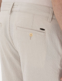 Bej Slim Fit Gofre Yazl_k Kanvas Pantolon