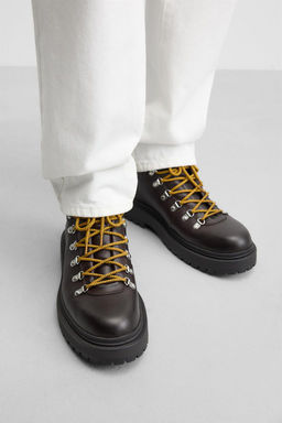 LEATHER LACE-UP BOOTS - Zara фото 4