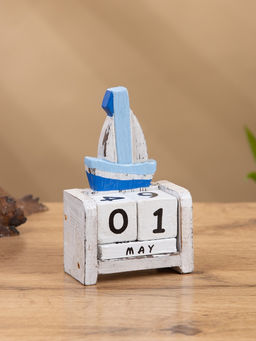 Календарь настольный Парусник дерево 7х4х11 см синий