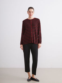 Bisiklet Yaka ?izgili Kad?n Triko H?rka