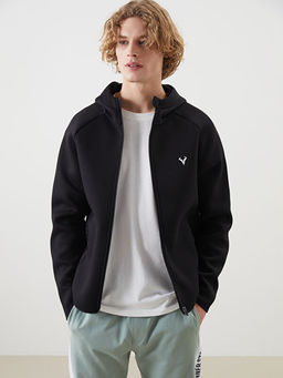 Kap??onlu Uzun Kollu Erkek Fermuarl? Sweatshirt