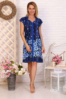 Халат женский на молнии с карманами (00736, голубой) - Плиона фото 2