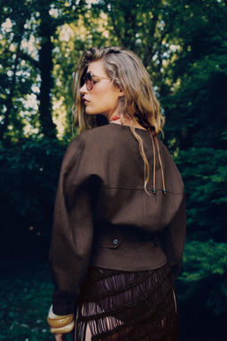 CHAQUETA CRUZADA CON LINO / Marr?n chocolate - Zara фото 2