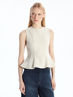 Bisiklet Yaka Peplum Bluz