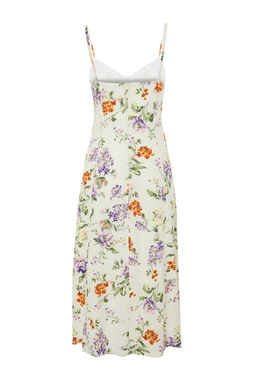 Beyaz Cicek Desenli Belden Ac?lan Astarl? Midi Dokuma Elbise TWOSS24EL00446 - Trendyolmilla фото 8