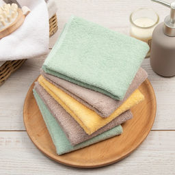 Набор махровых полотенец Этель Summer time 30х30 см -5шт, 100% хлопок 340 гр/м2  фото 2