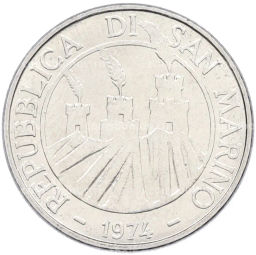Монета 50 лир 1974 года Сан-Марино