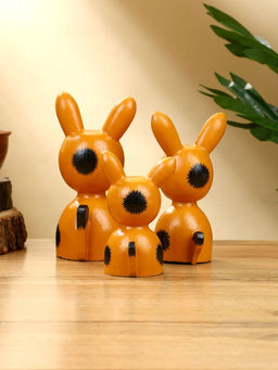 Набор сувенирный Зайки, h=14 см, h=13 см, h=10 см, дерево, рыжий