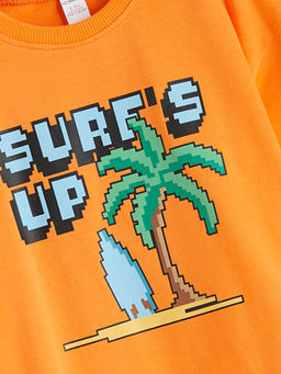 Bisiklet Yaka Bask?l? Erkek ?ocuk Ti??rt