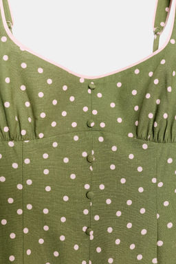 VESTIDO MIDI LUNARES CON LINO / Multicolor