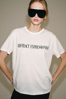 CAMISETA OVERSIZE TEXTO / Blanco roto - Zara фото 5