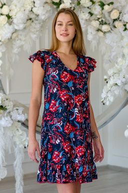 Платье женское из кулирки Элиза сине-красный - Амадэль фото 7