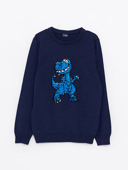 Bisiklet Yaka ?ift Y?nl? Payetli Uzun Kollu Erkek ?ocuk Triko Kazak - Waikiki фото 2