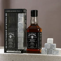 Подарочный набор Крутой мужик, гель для душа виски 250 мл и камни для виски 8 шт., Чистое счастье