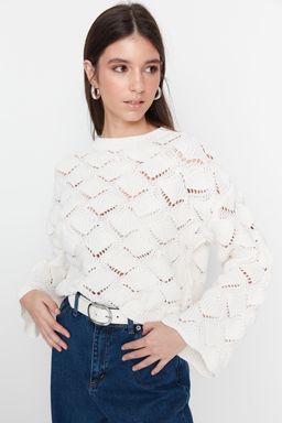 Vizon Ajurlu/Delikli Triko Kazak TWOAW22KZ1171 - Trendyolmilla фото 11