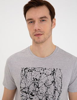 Серая футболка узкого кроя с круглым вырезом - Cacharel фото 2