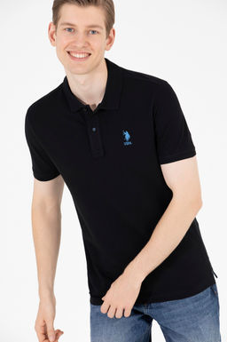 U. S. Polo Assn Мужская черная базовая футболка с воротником-поло - U.s. polo assn фото 3