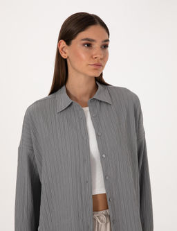 Gri Oversize Uzun Kollu G_mlek - Pierre cardin фото 2