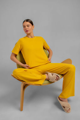 Арт. 10401/2 Пижама с брюками 44-52 (5 шт) Цвет:верх-горчичный,низ-горчичный - Калинка фото 9