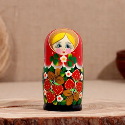 Матрёшка дерево «Весела», красная голова, низ чёрный, 5-кукольная, 14 см