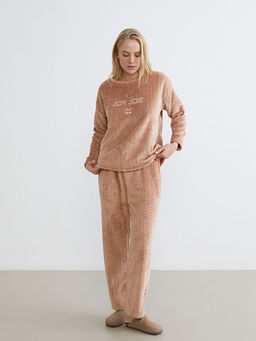 Bisiklet Yaka Nak??l? Kad?n Pel?? Pijama Tak?m?