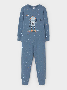 К 1621/синий джинс,звездочки пижама дет