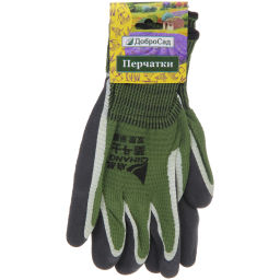 Цена за 12 шт. Перчатки нейлоновые с 2-х слойным вспененым резиновым обливом, зеленые 8 р-р ДоброСад