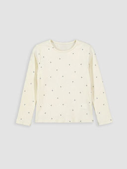 Bisiklet Yaka Kalp Bask?l? K?z ?ocuk Ti??rt