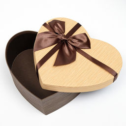 Набор подарочных коробок 3 в 1 Сердце, с бантом, коричневый, 22?20?9 - 16?14?6 см