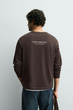 CAMISETA TEXTO ESTAMPADO / Marr?n - Zara фото 3
