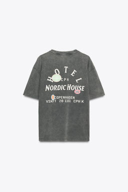 WASHED-EFFECT T-SHIRT WITH PRINTED PATCHES - Zara фото 6