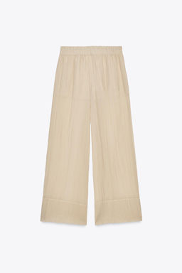 WIDE SEMI-SHEER CREASED-EFFECT TROUSERS - Zara фото 13