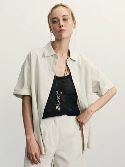 Рубашка прямого кроя из хлопка / Zarina  фото 7