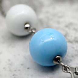 Серьги из муранского стекла LS3350/голубой,белый