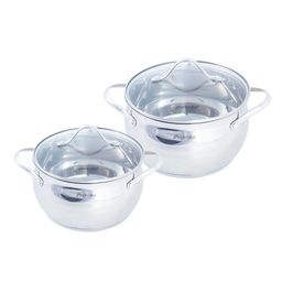 Набор кастрюль 4 предмета (16*10cm, 20*11,5cm) из нержавеющей стали (5910) /KAMILLE/