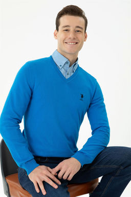 U. S. Polo Assn / Мужской кобальтово-синий базовый свитер - U.s. polo assn фото 8