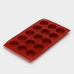 Форма для выпечки Доляна «Фигуры.Круг», силикон, 29×17×2 см, 15 ячеек (d=4.2 см), коричневая